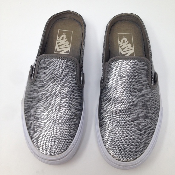 Vans Shoes - Vans Unisex Gray Silver Slip-On Flats W-7.5  M-6.0